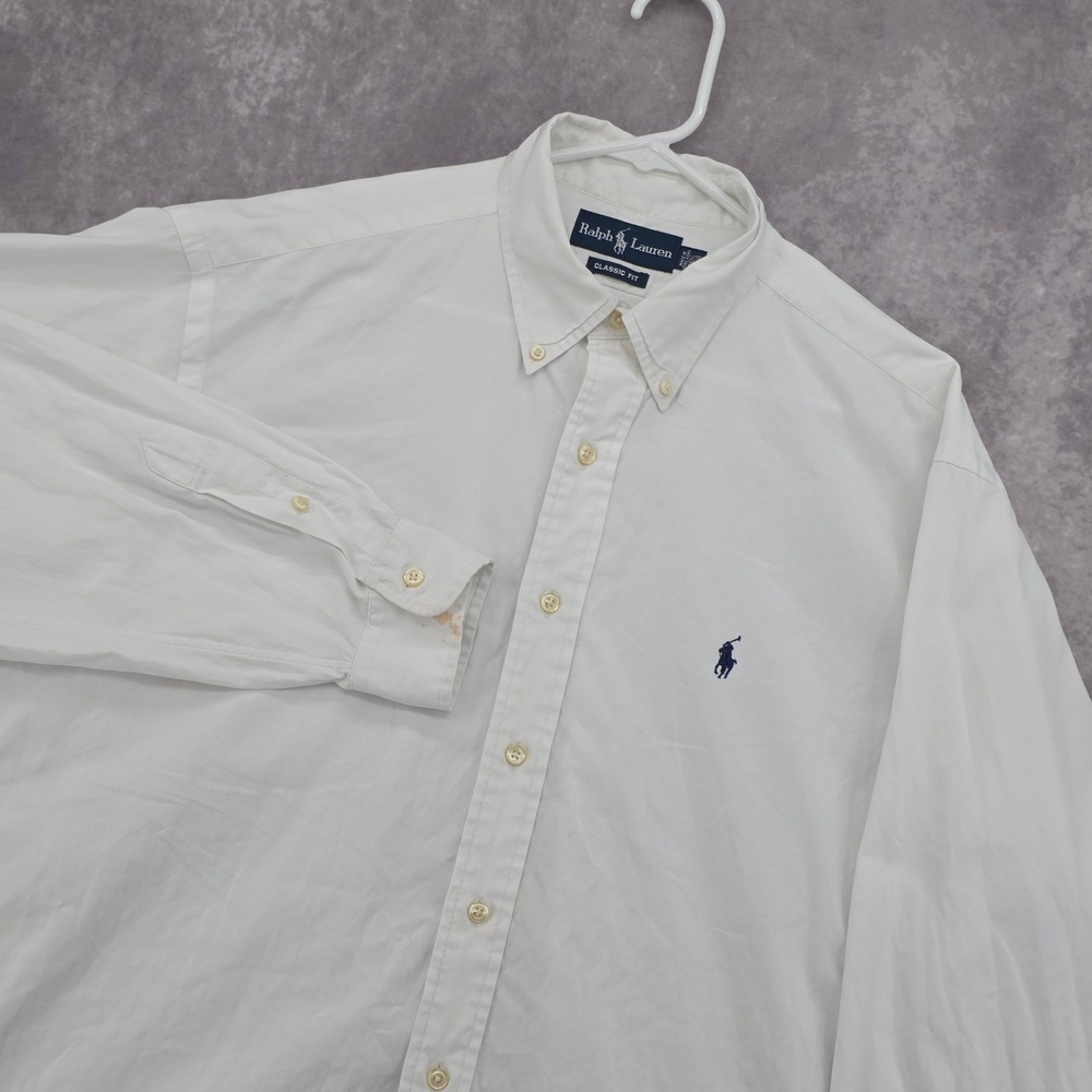 Ralph Lauren White Button-Down Shirt with Navy Pony